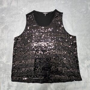 Ulla Popken Sequin Tank Top Womens 28 30 Stretch Fairy Goth Shimmer Party Disco